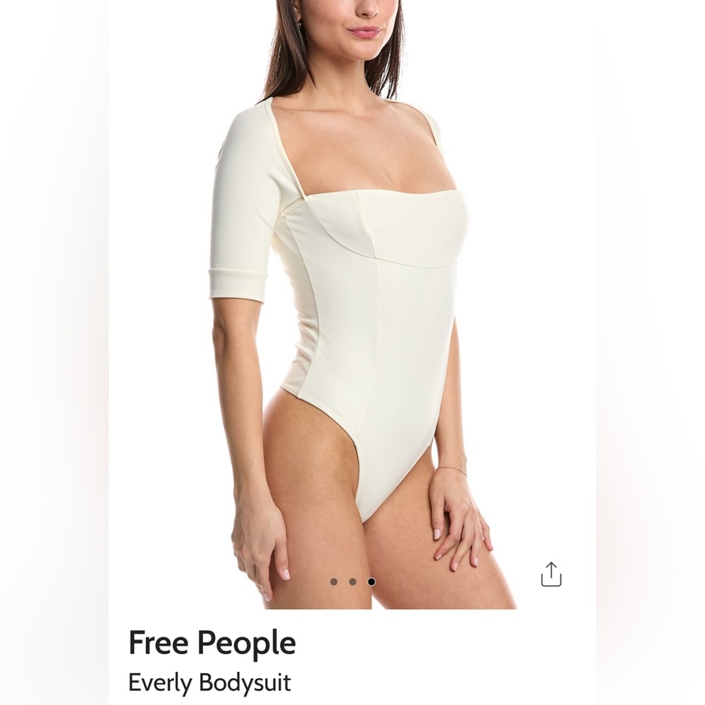 Free People Intimately Everly Ivory Square Neck Bodysuit Sz M NWT